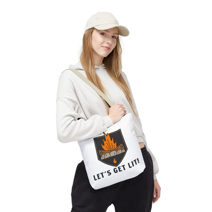 Let's Get Lit Tote Bag - Funny Reusable Bag For Campers