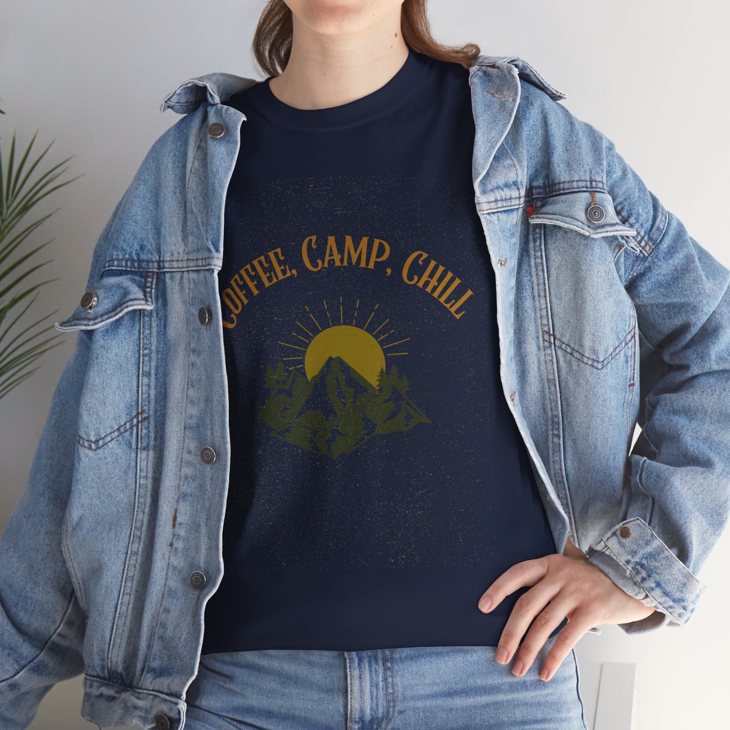 Coffee, Camp, Chill T-Shirt – Unisex Camping Tee for Outdoor Lovers, Adventure & Nature Gift, Cozy Travel Shirt for Summer