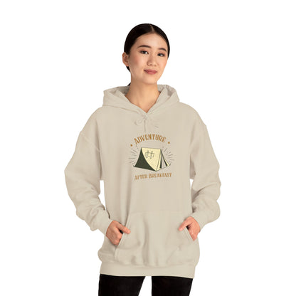 Adventure After Breakfast Unisex Hoodie – Cozy Campfire Sweatshirt, Outdoor Travel Hoodie, Gift for Adventurers and Nature Lovers