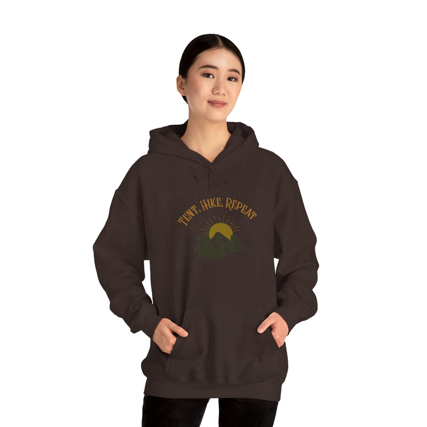 Tent Hike Repeat – Unisex Hoodie, Adventure Camping Sweatshirt, Outdoor Hiking Apparel, Gift for Nature Lovers