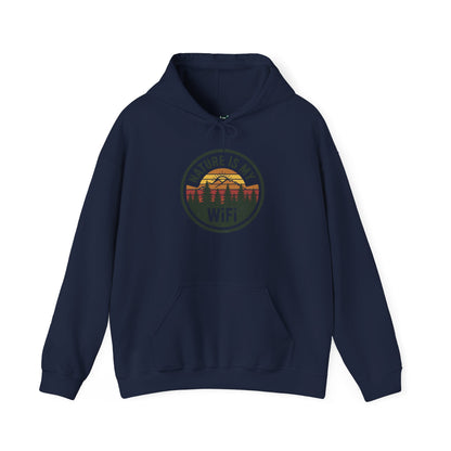 Nature Is My WiFi Hoodie – Cozy Unisex Sweatshirt for Nature Lovers, Outdoor Adventure Apparel, Camping and Travel Gift