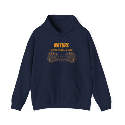 Nature Is My Happy Place Hoodie - Cozy Unisex Sweatshirt for Outdoor Lovers, Hiking and Camping Apparel, Perfect Gift for Nature Enthusiasts