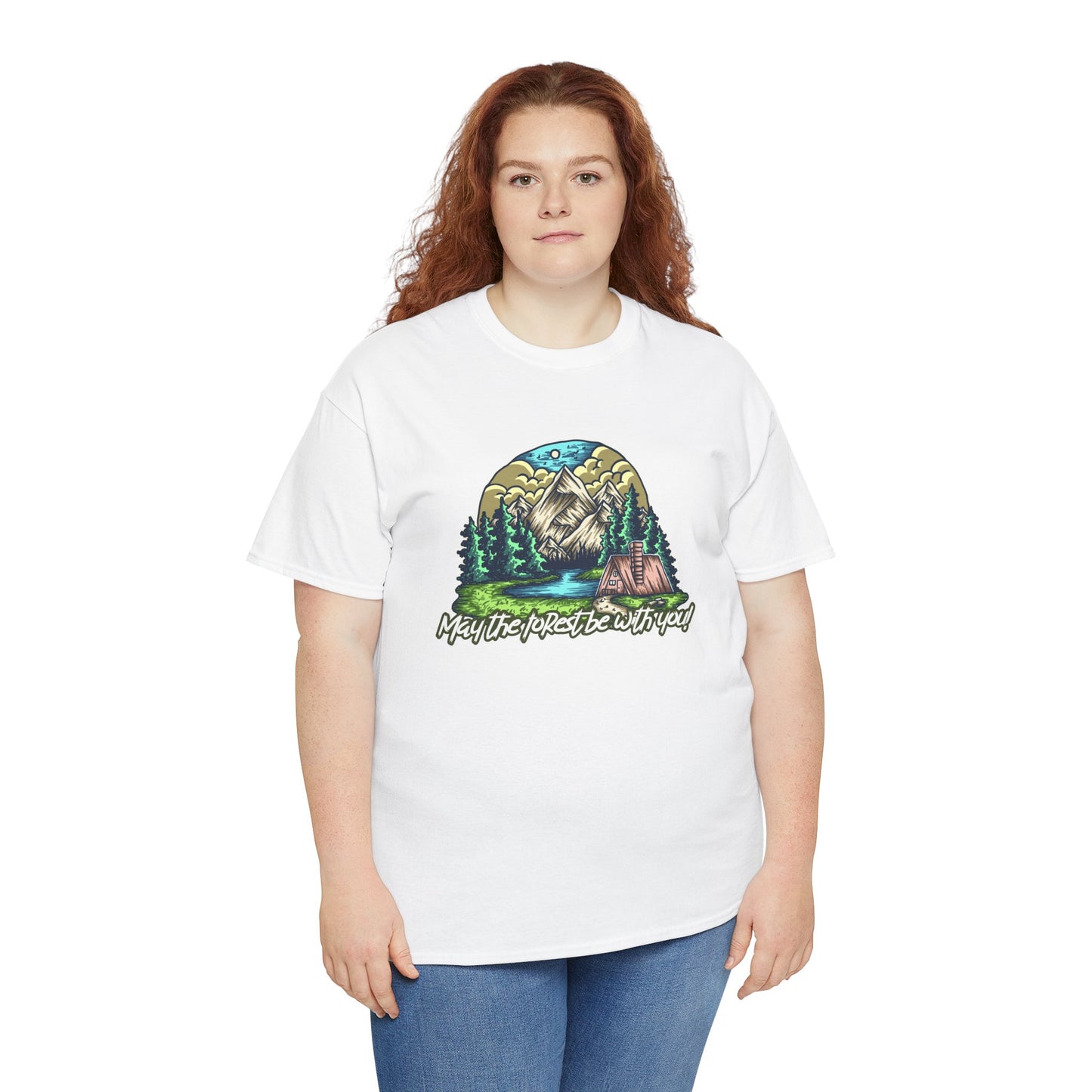 May The Forest Be With You - Unisex Heavy Cotton Tee - Outdoor Adventure Shirt, Hiking Graphic T-Shirt, Camping Gift, Nature Apparel