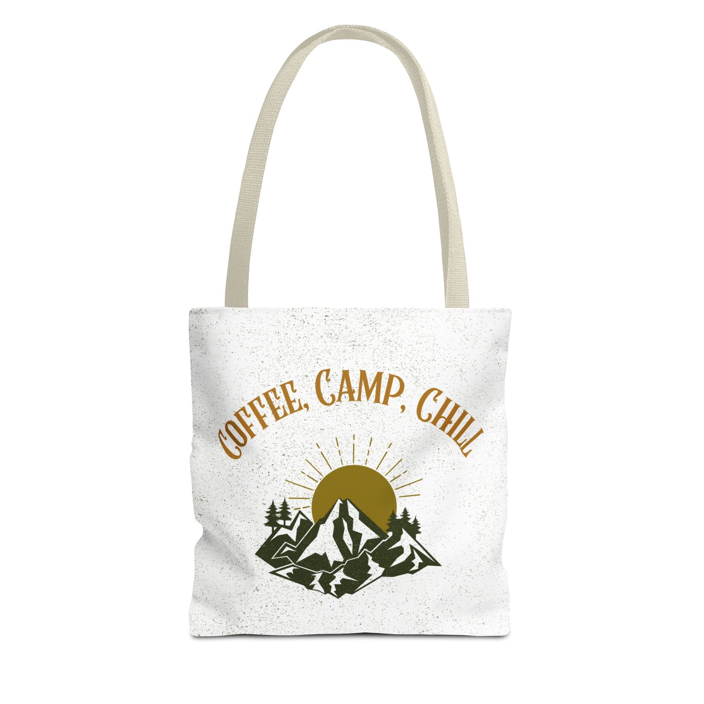 Coffee, Camp, Chill Funny Mountain Tote Bag