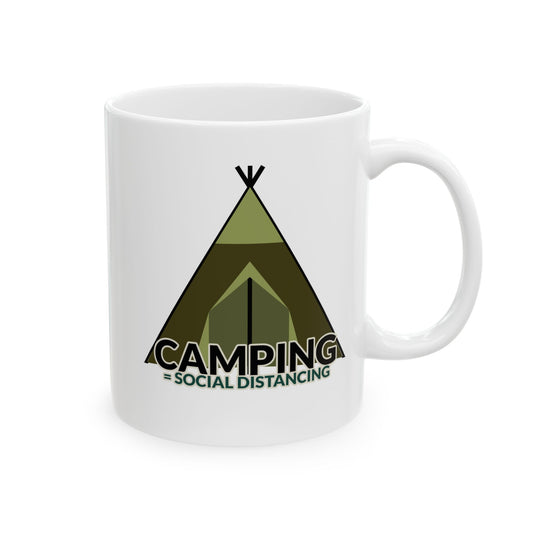 Camping Equals Social Distancing Mug – Funny Camping Coffee Cup