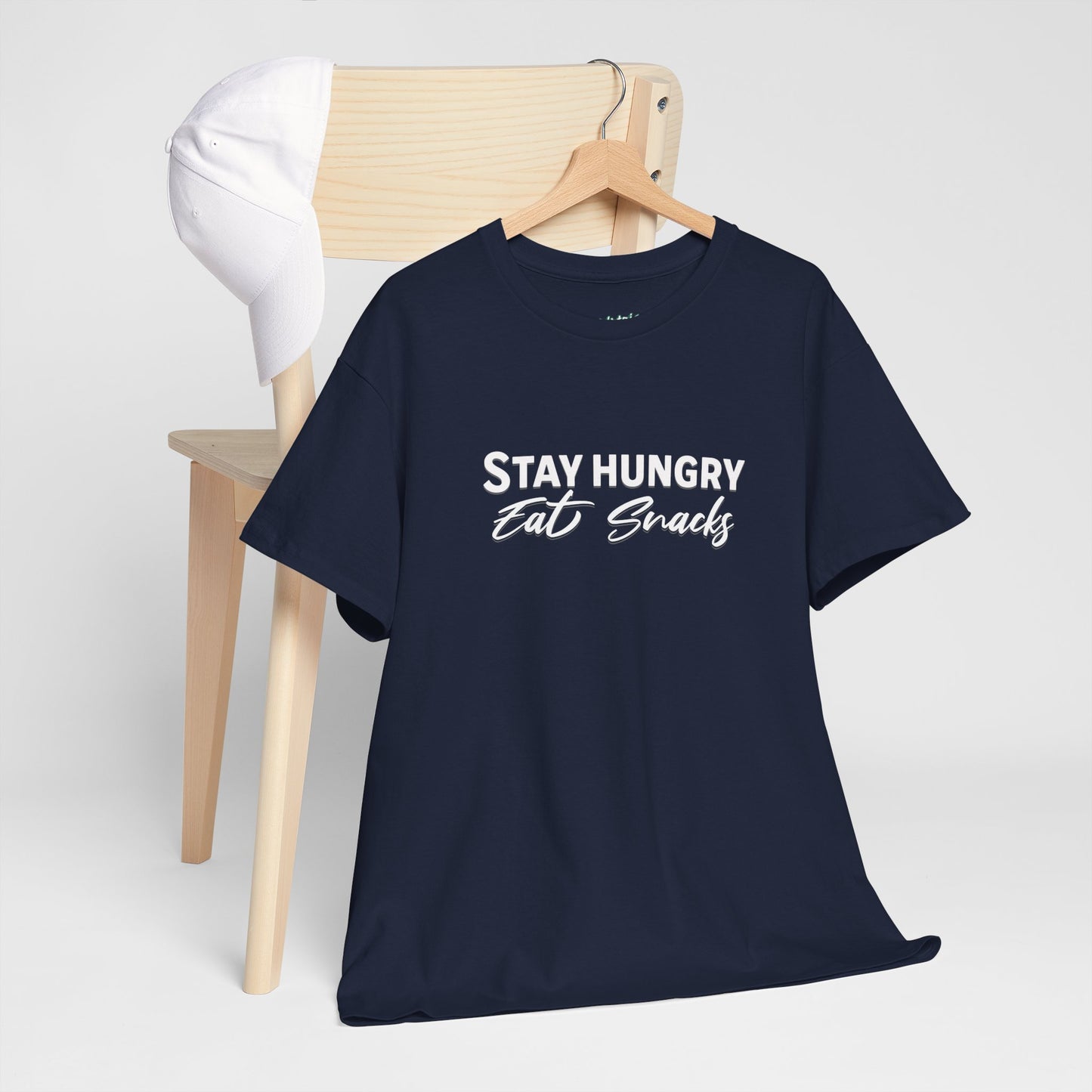 Stay Hungry Eat Snacks T-Shirt – Unisex Cotton Tee for Foodies, Casual Wear, Birthday & Holiday Gift, Layering Shirt for Adults