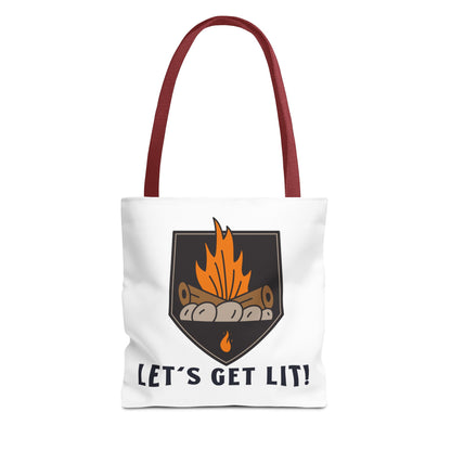 Let's Get Lit Tote Bag - Funny Reusable Bag For Campers