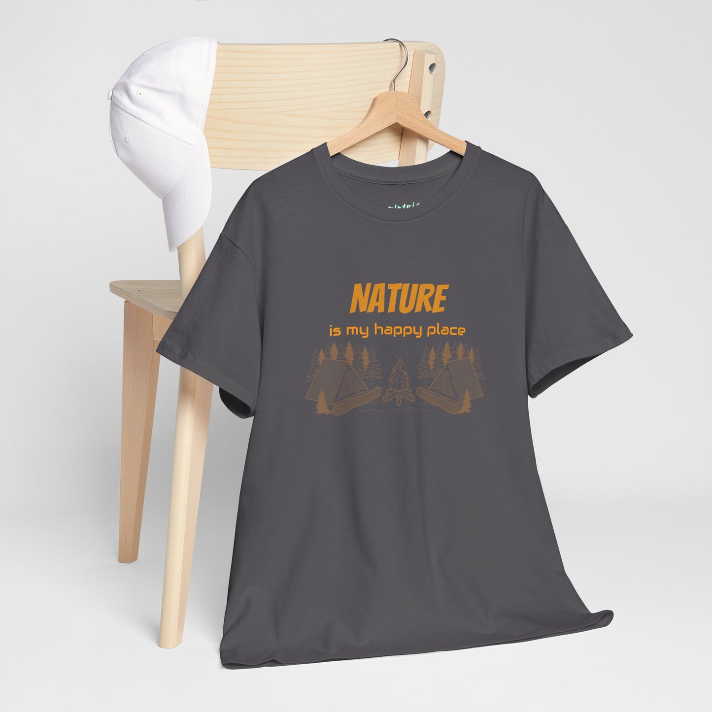 Nature Is My Happy Place - Unisex Heavy Cotton Tee, Outdoor Lover Shirt, Adventure T-Shirt, Hiking Apparel, Eco Friendly Nature Gift, Camping Clothing