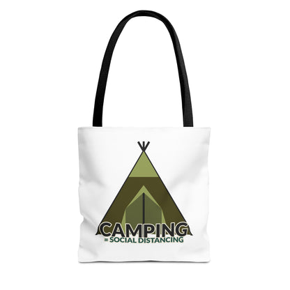 Camping Equals Social Distancing Tote Bag — Funny Campers and Outdoorsy Bag