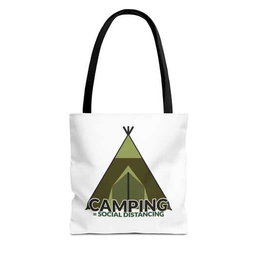 Camping Equals Social Distancing Tote Bag — Funny Campers and Outdoorsy Bag
