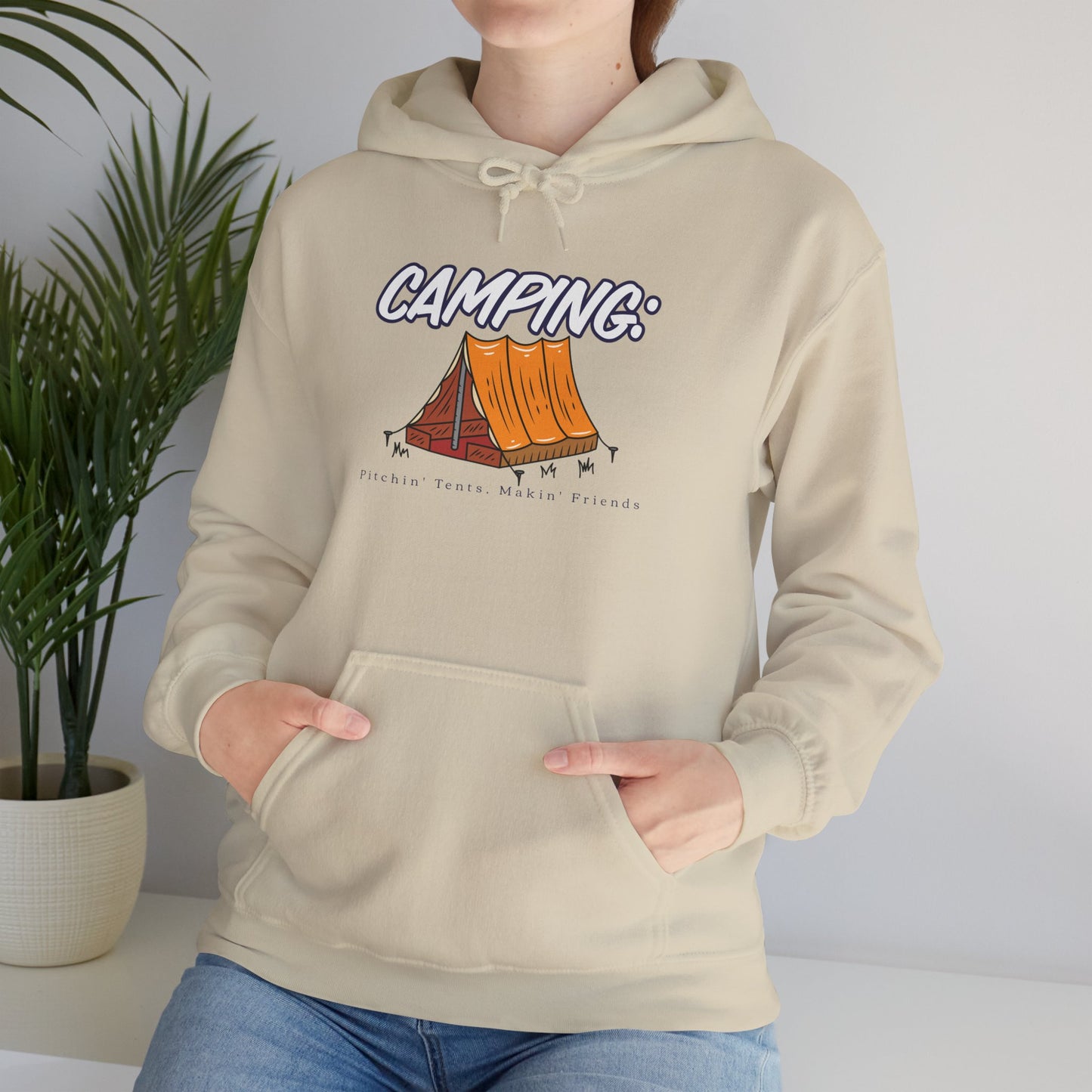 Camping Pitchin Tents Makin Friends Hoodie – Cozy Unisex Sweatshirt for Nature Lovers, Outdoor Adventure Apparel, Perfect Gift for Campers and Travel Enthusiasts