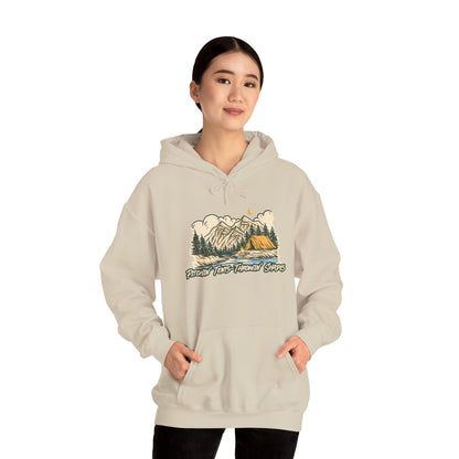 Pitchin Tents Throwin Shades Hoodie – Unisex Outdoor Adventure Sweatshirt, Camping Gear, Nature Lover Gift, Travel and Fall Apparel
