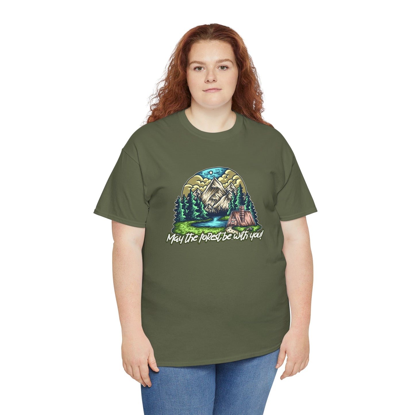 May The Forest Be With You - Unisex Heavy Cotton Tee - Outdoor Adventure Shirt, Hiking Graphic T-Shirt, Camping Gift, Nature Apparel