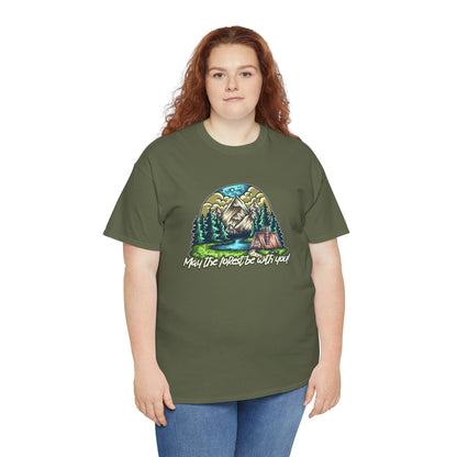 May The Forest Be With You - Unisex Heavy Cotton Tee - Outdoor Adventure Shirt, Hiking Graphic T-Shirt, Camping Gift, Nature Apparel