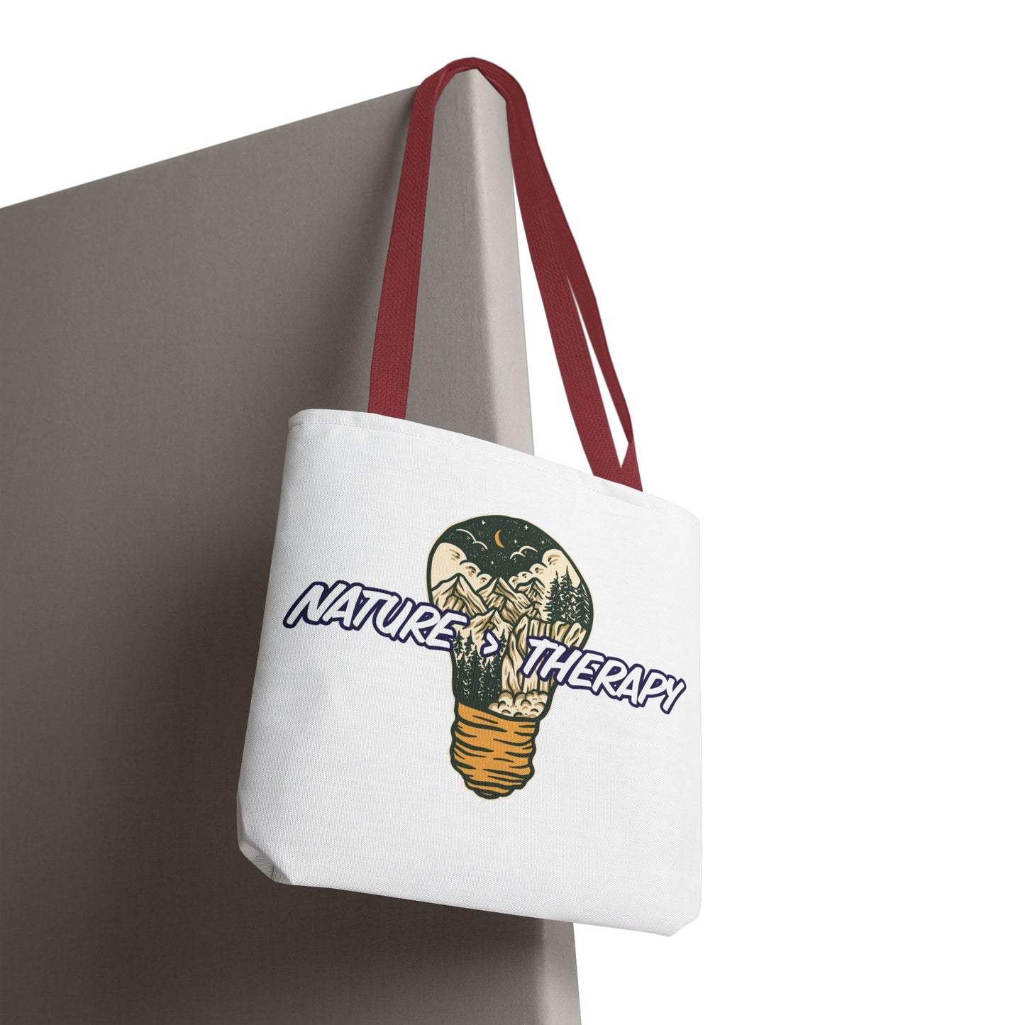 Nature Greater Than Therapy Tote Bag — Scenic Lightbulb Eco Tote for Outdoor Lovers
