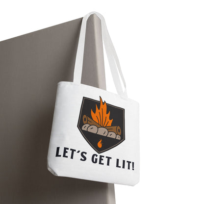 Let's Get Lit Tote Bag - Funny Reusable Bag For Campers