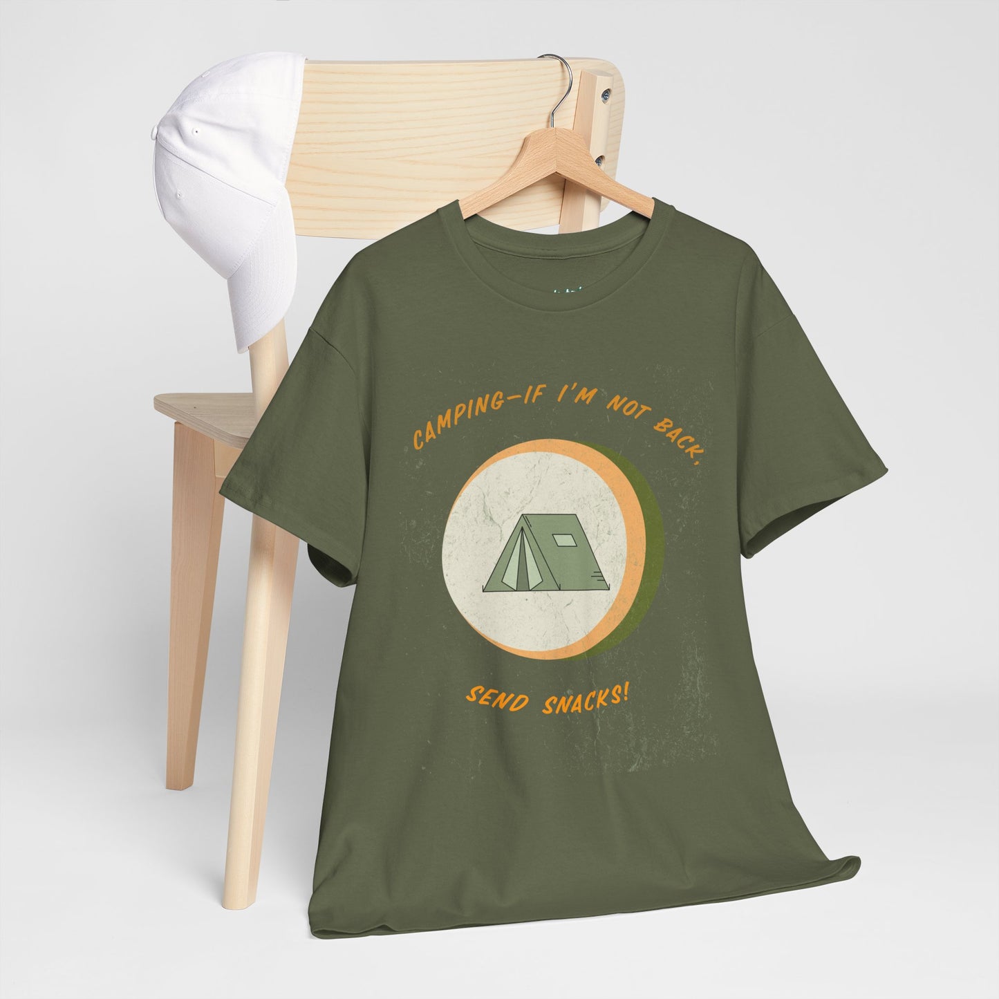 Camping, If I’m Not Back Send Snacks - Funny Camping T-Shirt for Campers & Nature Lovers, Unisex Heavy Cotton Tee, Outdoor Adventure Gift, Summer Hiking Shirt