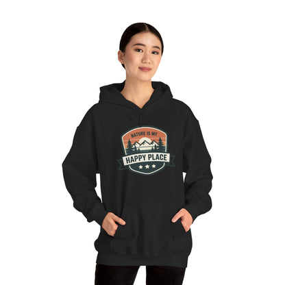 Nature Is My Happy Place Hoodie - Cozy Unisex Sweatshirt for Outdoor Lovers, Hiking and Camping Apparel, Perfect Gift for Nature Enthusiasts