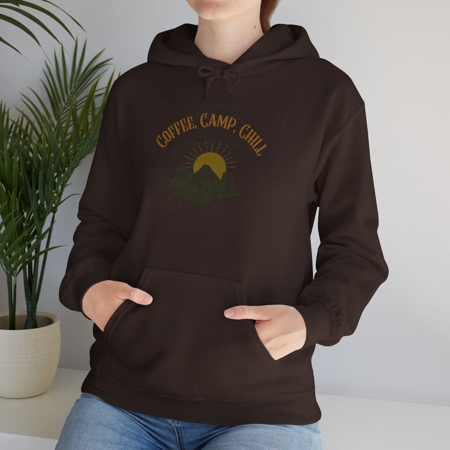 Coffee, Camp, Chill Hoodie – Outdoor Lovers Camping Sweatshirt, Hiking Gift, Warm Adventure Layer